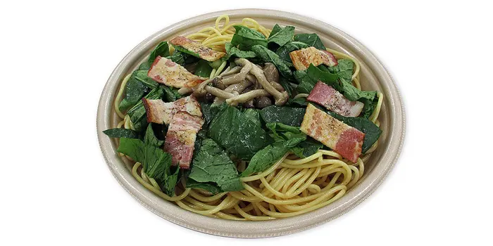 広島県産小松菜とベーコンの和風スパゲティ
