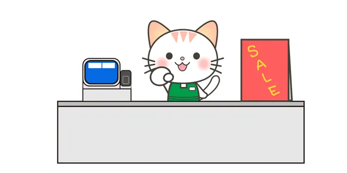 コンビニ店員をしている猫イラスト