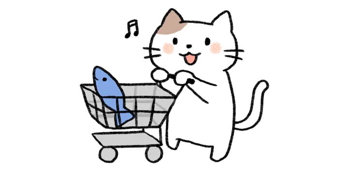 買い物をしている猫のイラスト