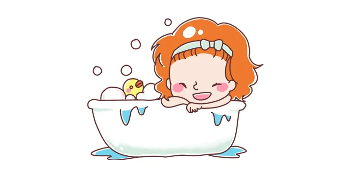 お風呂に入っている女の子のイラスト