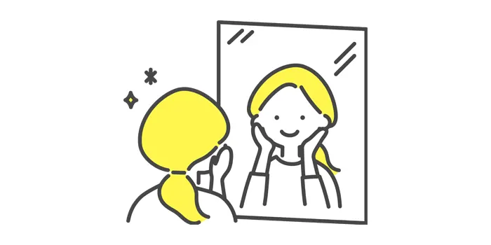 鏡を見ている女性のイラスト