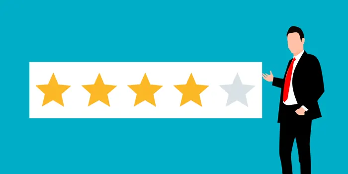 星の評価と男性のイラスト