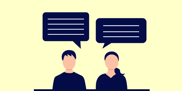 意見を述べる男女のイラスト